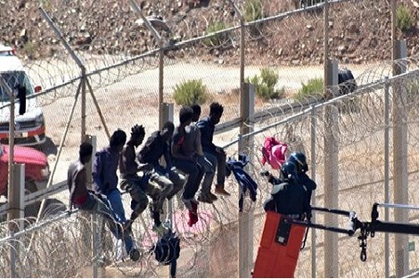 الناظور.. مجموعة من المهاجرين المنحدرين من إفريقيا جنوب الصحراء يقدمون على اقتحام السياج الفاصل عن مدينة مليلية المحتلة