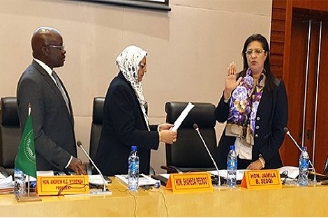القاضية المغربية جميلة صدقي تؤدي اليمين بصفتها قاضية جديدة لدى المحكمة الإدارية للاتحاد الإفريقي في أديس أبابا