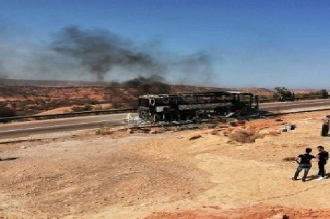 احتراق حافلة للركاب بين الصويرة وأكادير