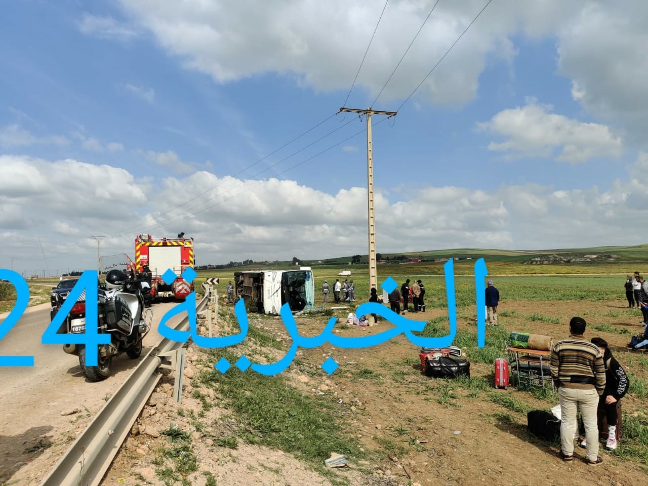 إصابات في حادث انقلاب  حافلة لنقل المسافرين بإقليم سطات