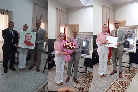 المدير الإقليمي لوزارة التربية الوطنية والتعليم بسطات يترأس حفل استقبال  التلميذة شيماء البحياوي الحاصلة على أعلى معدل وطني بالمديرية